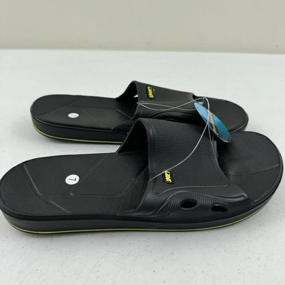 New Men's Sole Selection Black Slides Rubber Sandals Flip Flops Slip Ons 7(40)